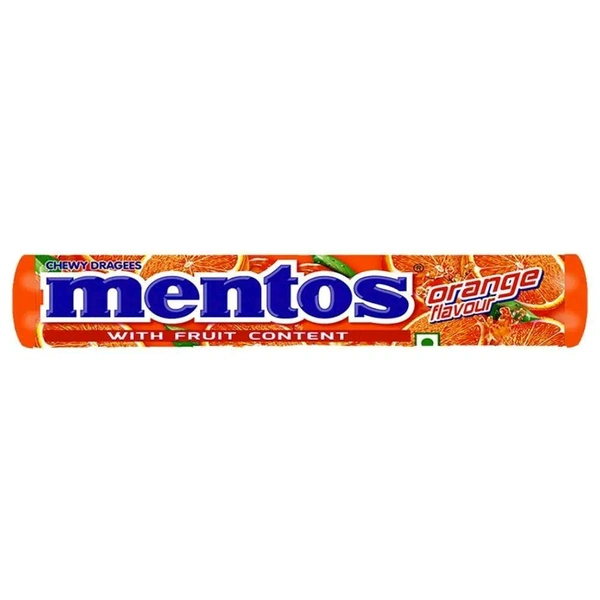 Mentos Orange Flavour Toffee With Fruit Content 28.6g